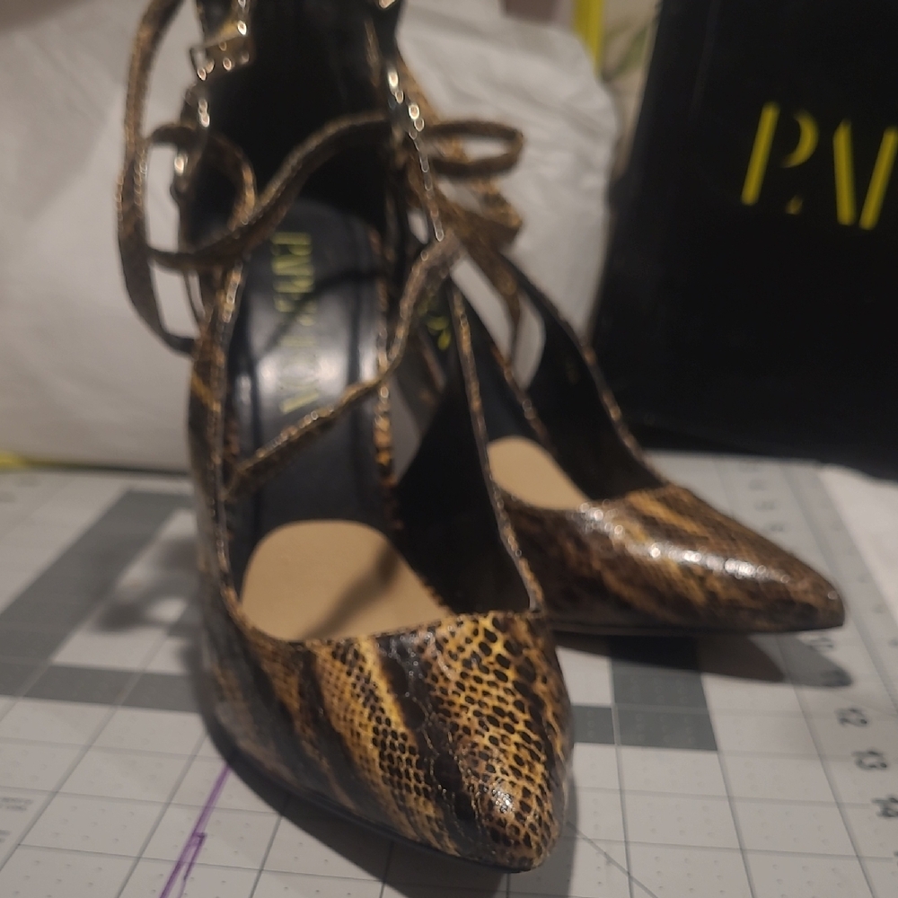 Paper Fox Elegant Snakeskin Patterned Heels